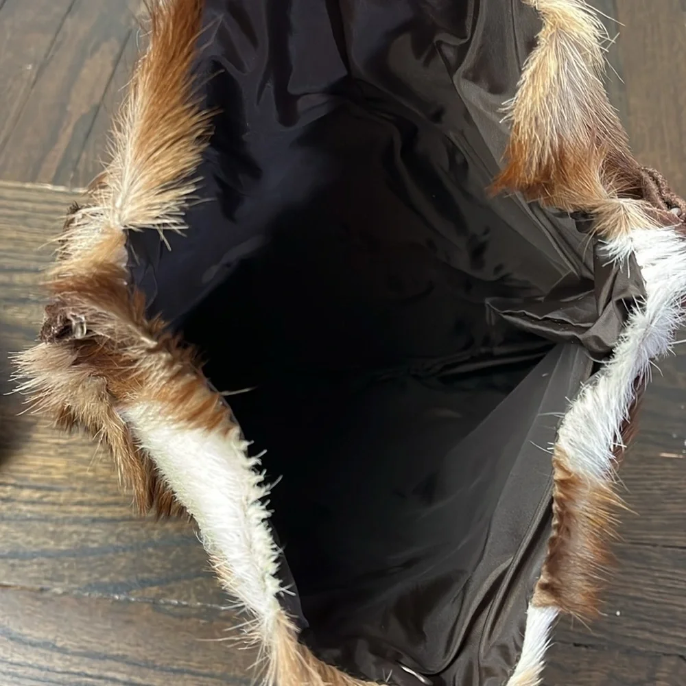 Cowhide fringe crossbody bag and brush